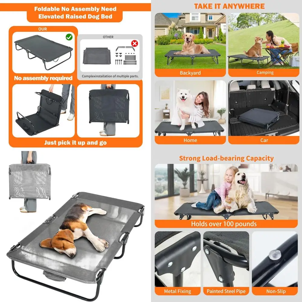 Foldable Portable Elevated Dog Cot - Medium Grey Textilene Outdoor Summer Bed
Foldable Portable Elevated Dog Cot - Medium Grey Textilene Outdoor Summer Bed