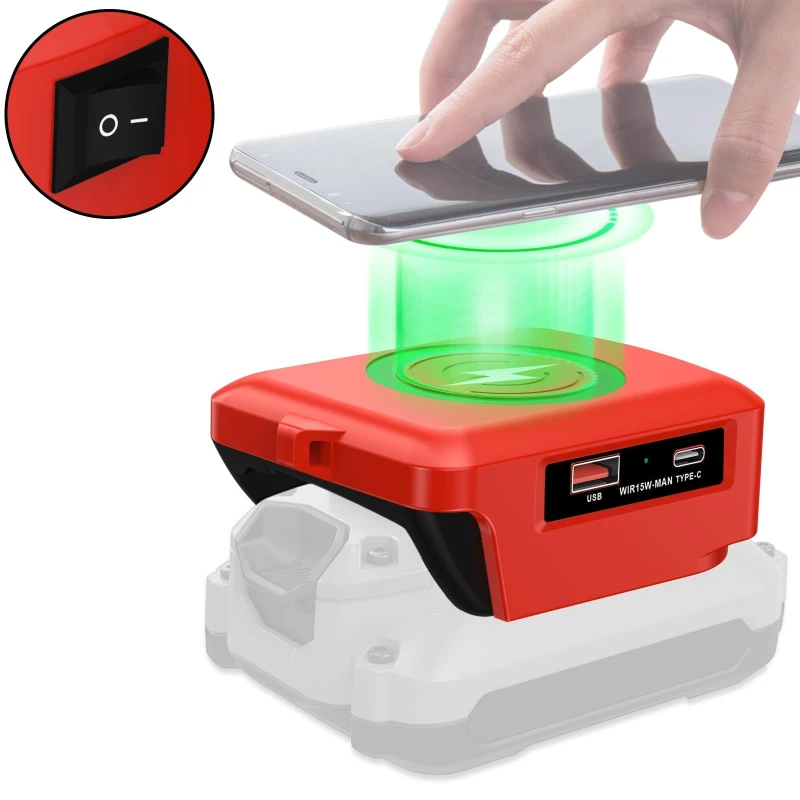 Portable Wireless Mobile Phone Charger Fast Charger for Craftsman 20V Batteries Supports Tablet Charging with USB & Type-C Ports
Portable Wireless Mobile Phone Charger Fast Charger for Craftsman 20V Batteries Supports Tablet Charging with USB & Type-C Ports