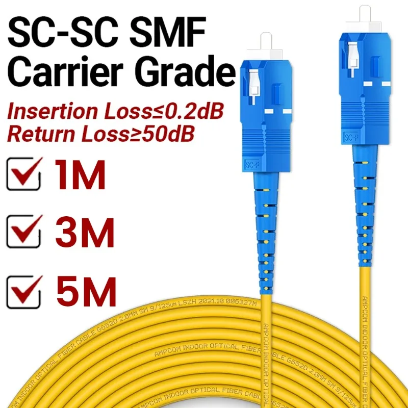 SC To SC Fiber Patch Cord Jumper Cable Simplex Single Mode Optic Safety Fiber Optic Patch Cord for Network 1/3/5M
SC To SC Fiber Patch Cord Jumper Cable Simplex Single Mode Optic Safety Fiber Optic Patch Cord for Network 1/3/5M