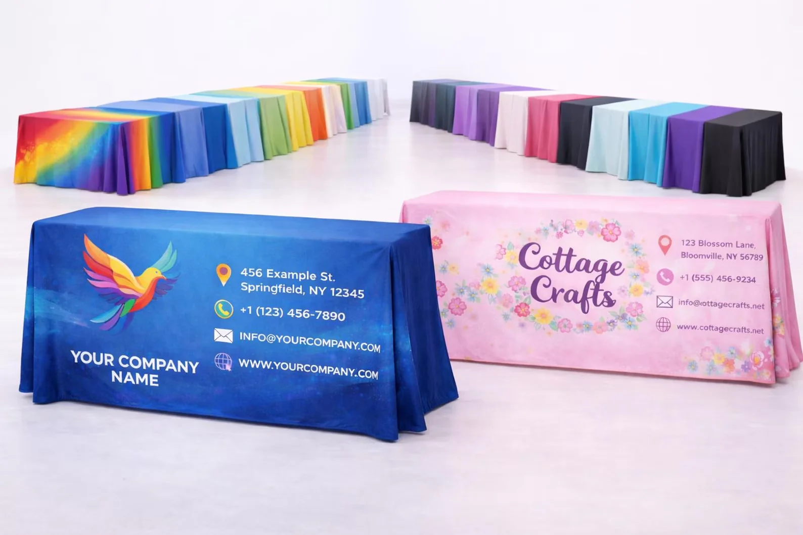 Custom Tablecloths with Your Logo Perfect for Businesses Trade Shows Vendor Booths Craft Fairs Pop-up Shops Weddings Conferences
Custom Tablecloths with Your Logo Perfect for Businesses Trade Shows Vendor Booths Craft Fairs Pop-up Shops Weddings Conferences