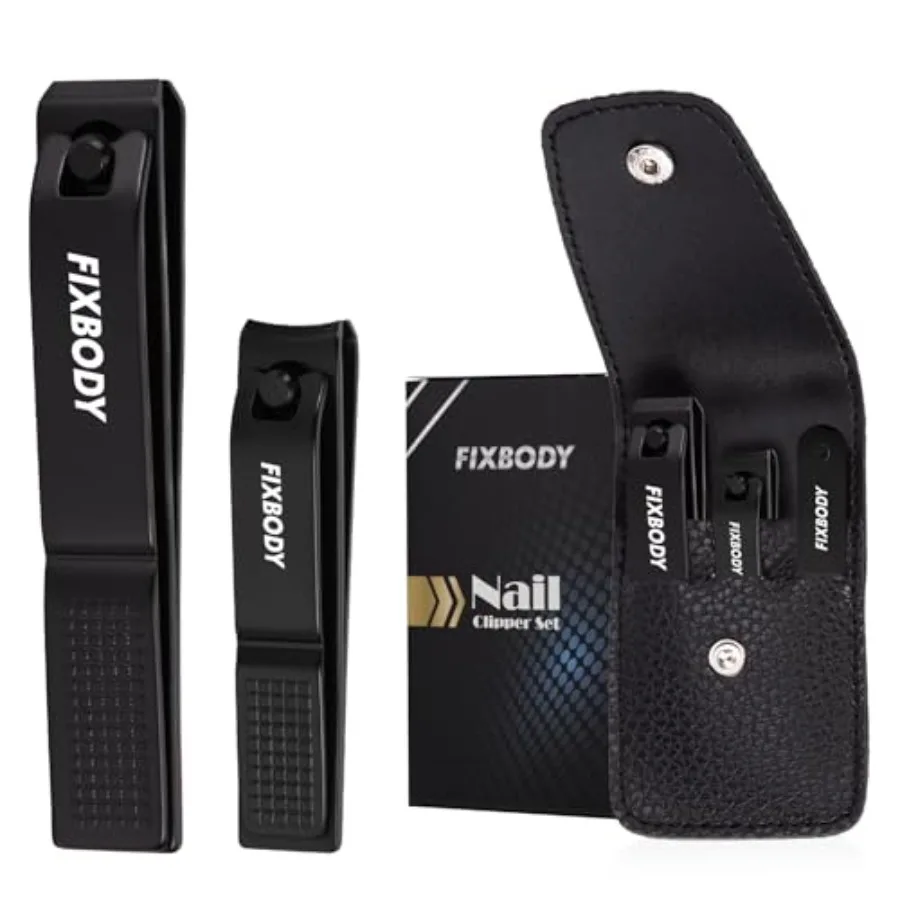 FIXBODY Nail Clipper Set, Ultra Sharp Black Stainless Steel Fingernail and Toenail Clipper with Nail File and Leather Travel Ca
FIXBODY Nail Clipper Set, Ultra Sharp Black Stainless Steel Fingernail and Toenail Clipper with Nail File and Leather Travel Ca
