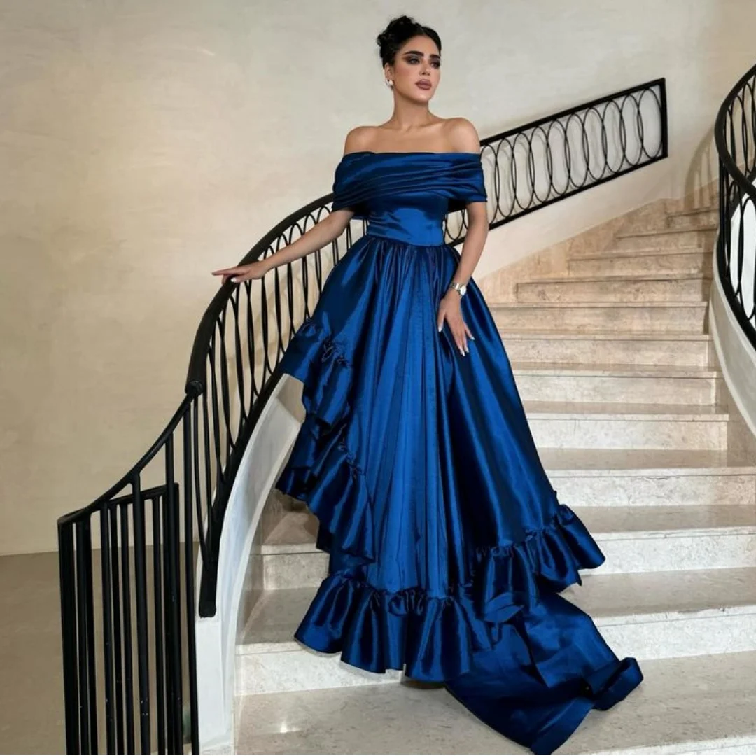 Off the Shoulder Blue Evening Dresses Woman Elegant vestidos de noche Ruffles Edge Prom Dress 2025 Customized Pageant Gown
Off the Shoulder Blue Evening Dresses Woman Elegant vestidos de noche Ruffles Edge Prom Dress 2025 Customized Pageant Gown