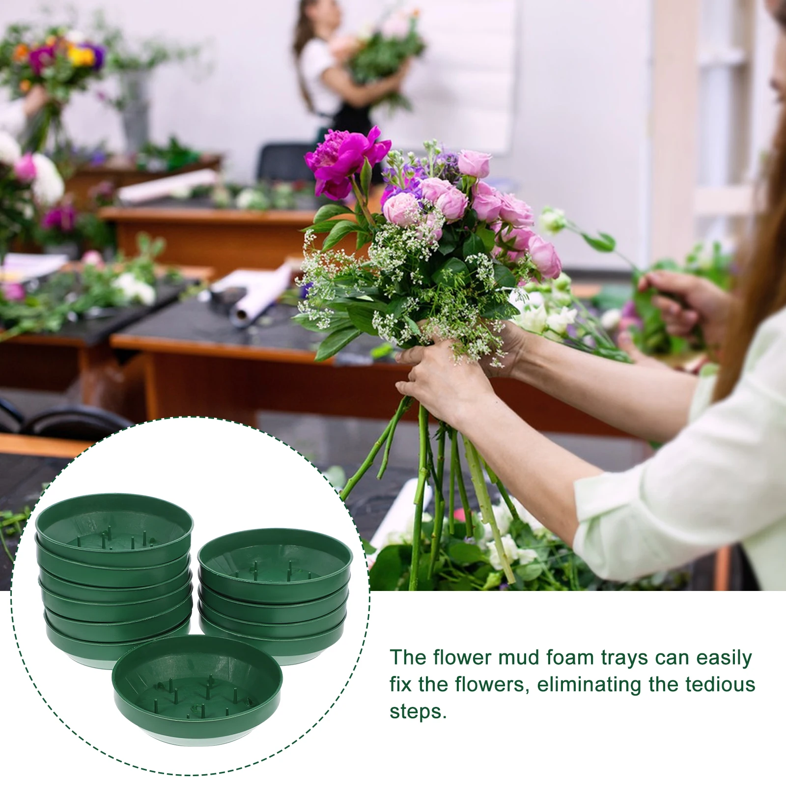 10pcs Round Floral Arrangement Supplies Foam Trays for Wedding Party Decorations Hydrangea Mud Fixing Reusable
10pcs Round Floral Arrangement Supplies Foam Trays for Wedding Party Decorations Hydrangea Mud Fixing Reusable