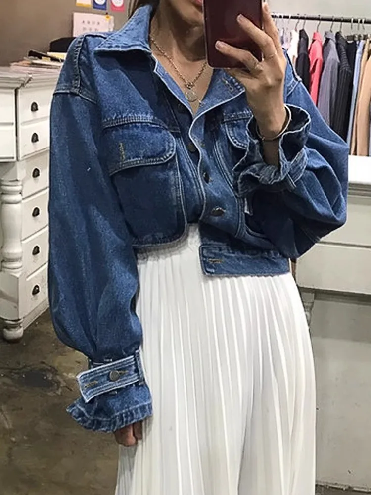 Collar Long Sleeved Short Denim Jacket For Women, Autumn And Winter New Style, Versatile And Loose Fit Top
Collar Long Sleeved Short Denim Jacket For Women, Autumn And Winter New Style, Versatile And Loose Fit Top