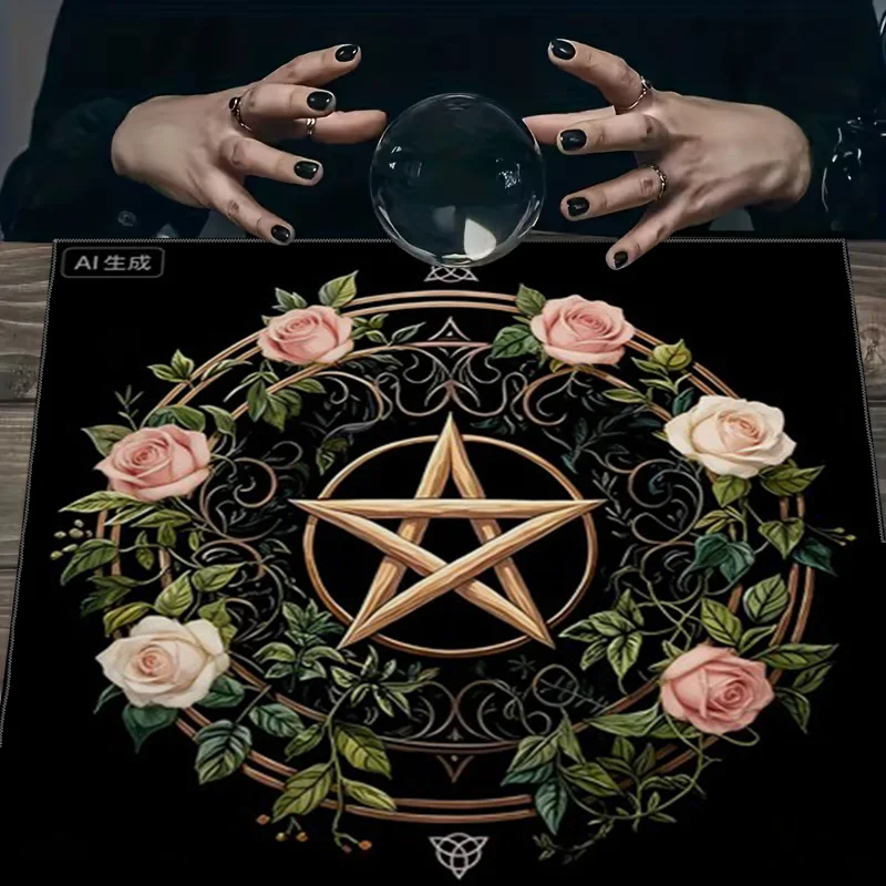 VIKAMA Noir Gold Rose Pentacle Tarot Altar Cloth for Witchcraft Divination Opulent Energy Ritual Pad for Tarot Reading
VIKAMA Noir Gold Rose Pentacle Tarot Altar Cloth for Witchcraft Divination Opulent Energy Ritual Pad for Tarot Reading