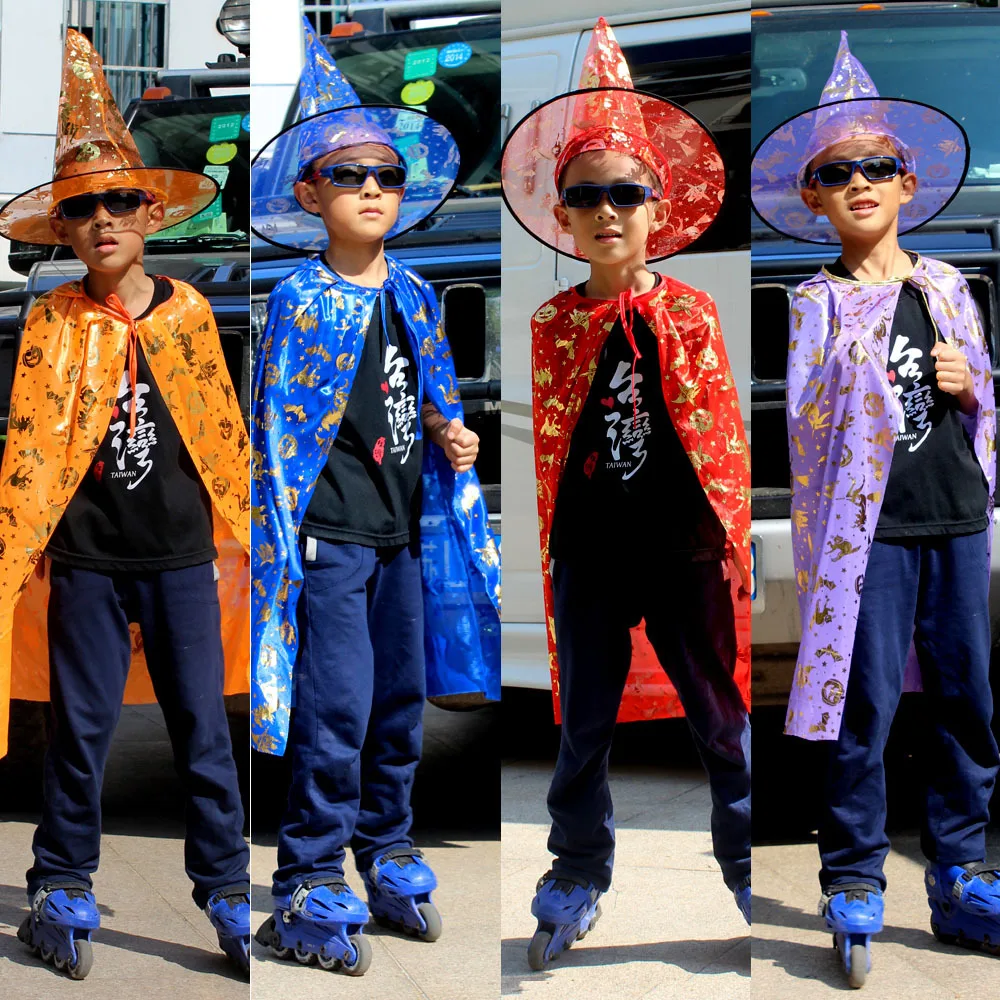 Halloween Kids Synthetic Witch Cape Hat Set Gold Print Wizard Fairy Tale Cosplay Costume Party Performance Robe Dress Up
Halloween Kids Synthetic Witch Cape Hat Set Gold Print Wizard Fairy Tale Cosplay Costume Party Performance Robe Dress Up