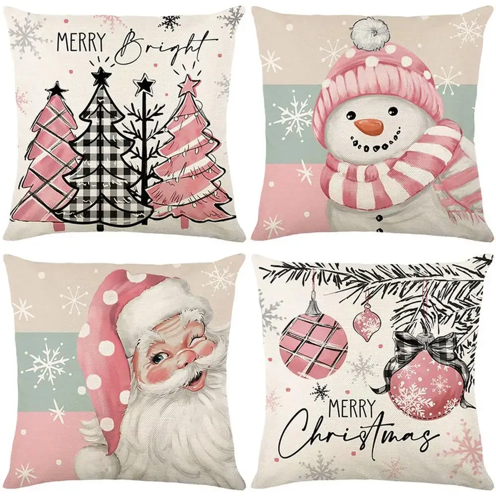 4pcs Throw Pillow Cover Couch Pillow Case Christmas Tree Santa Snowman Print Covers For Sofa Bed Home Festive Party Supplies
4pcs Throw Pillow Cover Couch Pillow Case Christmas Tree Santa Snowman Print Covers For Sofa Bed Home Festive Party Supplies