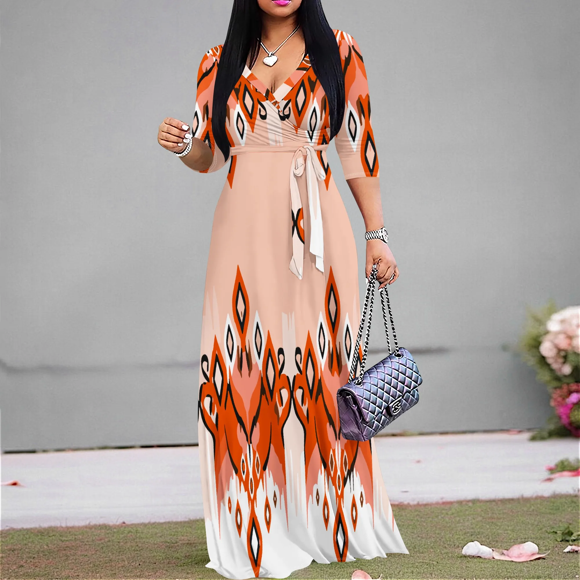 Women's Floral Print Maxi Party Dresses Summer Casual 3/4 Sleeve V-Neck Wrap Tie Waist Long Dress
Women's Floral Print Maxi Party Dresses Summer Casual 3/4 Sleeve V-Neck Wrap Tie Waist Long Dress