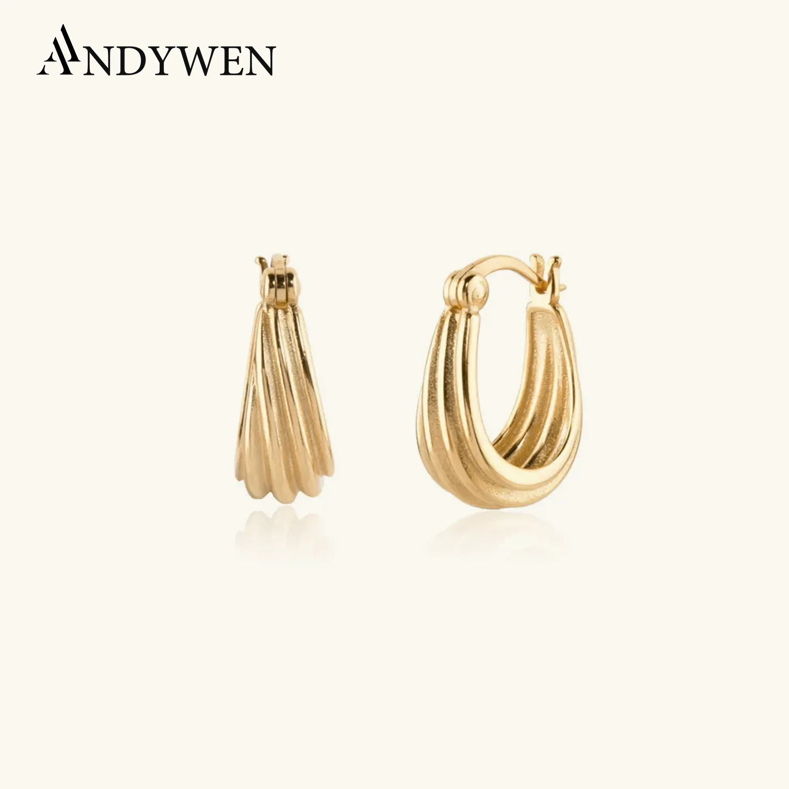 ANDYWEN 100% 925 Sterling Silver Gold Twist Hoops Clips Huggies Hollow Rock Punk Piercing Pendiente Crystal Fine Jewelry
ANDYWEN 100% 925 Sterling Silver Gold Twist Hoops Clips Huggies Hollow Rock Punk Piercing Pendiente Crystal Fine Jewelry