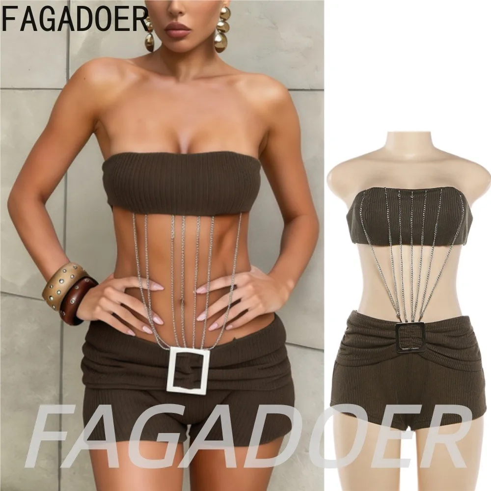 FAGADOER Sexy Brown Ruched Shorts Two Piece Sets Y2K Streetwear Chain Button Off Shoulder Crop Top and Bodycon Shorts Outfits
FAGADOER Sexy Brown Ruched Shorts Two Piece Sets Y2K Streetwear Chain Button Off Shoulder Crop Top and Bodycon Shorts Outfits