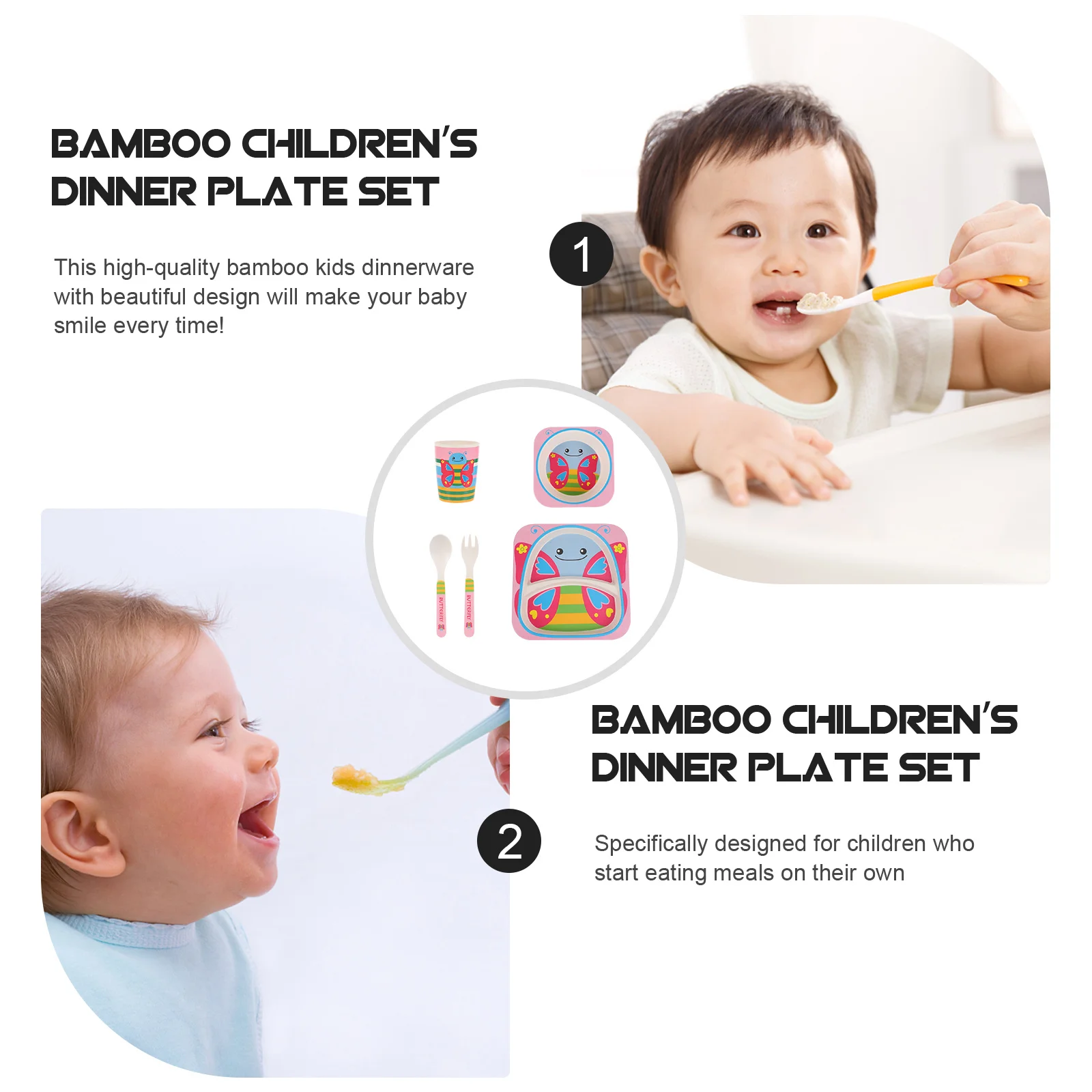 5Pcs Bamboo Dinner Set for Dining Kit with Cartoon Design Easy to Handle Tableware for Independent
5Pcs Bamboo Dinner Set for Dining Kit with Cartoon Design Easy to Handle Tableware for Independent