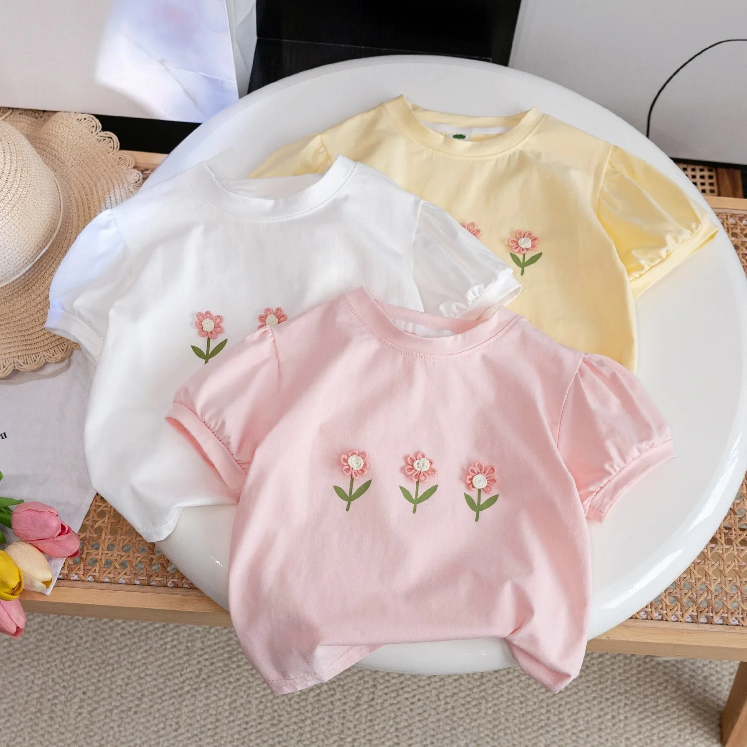 Short Sleeve Flower T-shirt For Girls Summer Tops Children's Clothing Lovely Baby Girl Outfits First Birthday Kids T Shirt 0-6Y
Short Sleeve Flower T-shirt For Girls Summer Tops Children's Clothing Lovely Baby Girl Outfits First Birthday Kids T Shirt 0-6Y