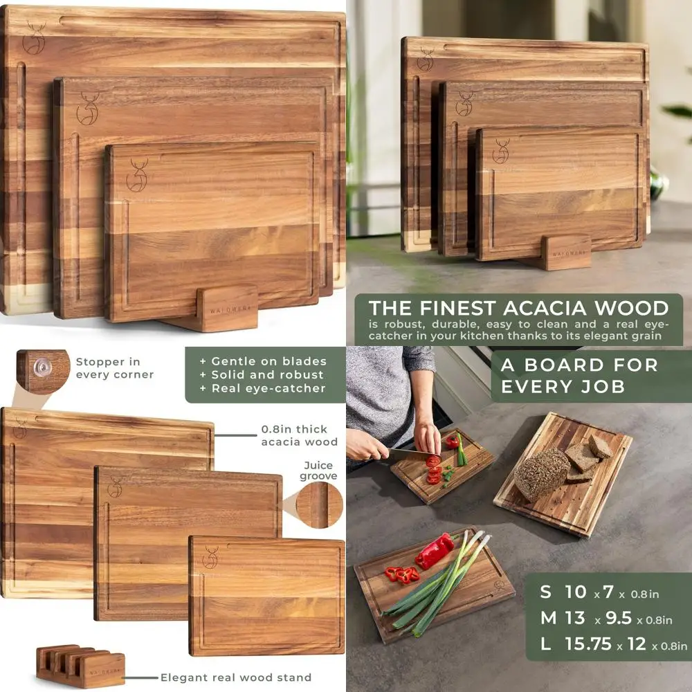 Acacia Wood Cutting Board Set - 15.75 x 12/13 x 9.5/10 x 7 - Thick Kitchen Chopping Boards
Acacia Wood Cutting Board Set - 15.75 x 12/13 x 9.5/10 x 7 - Thick Kitchen Chopping Boards