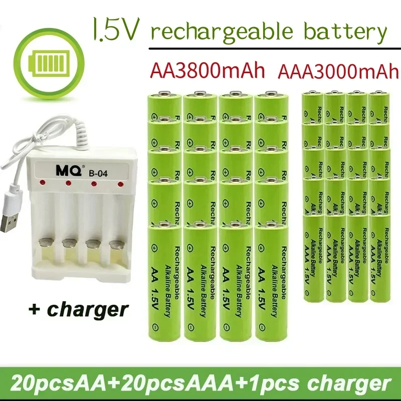 1.5V rechargeable battery, AA3800+AAA3000mAh+NEW AA Charger, alkaline technology, for remote control, toys / computers, etc
1.5V rechargeable battery, AA3800+AAA3000mAh+NEW AA Charger, alkaline technology, for remote control, toys / computers, etc