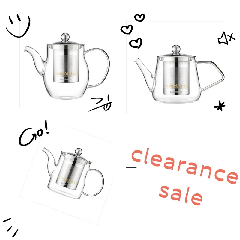 KAMJOVE Clearance Discount Heat-resistant Glass Teapot with Separation 360/450/500ml with 304 Stainless Steel Filter Basket
KAMJOVE Clearance Discount Heat-resistant Glass Teapot with Separation 360/450/500ml with 304 Stainless Steel Filter Basket