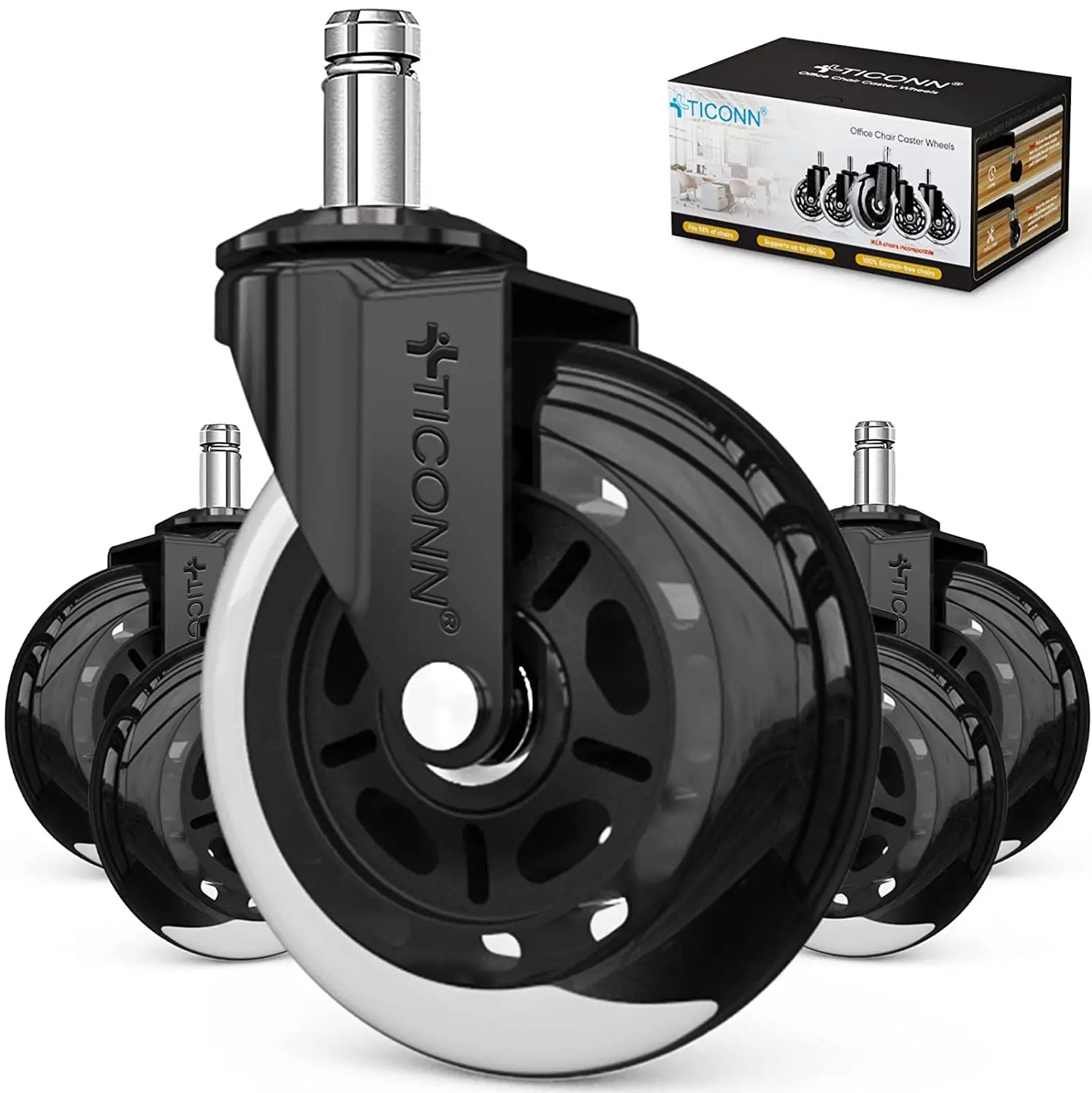 Office Chair Caster Wheels Set Of 5 For Tile, Hardwood Floors And Carpets, Universal Fit For Most Chairs (Transparent)
Office Chair Caster Wheels Set Of 5 For Tile, Hardwood Floors And Carpets, Universal Fit For Most Chairs (Transparent)