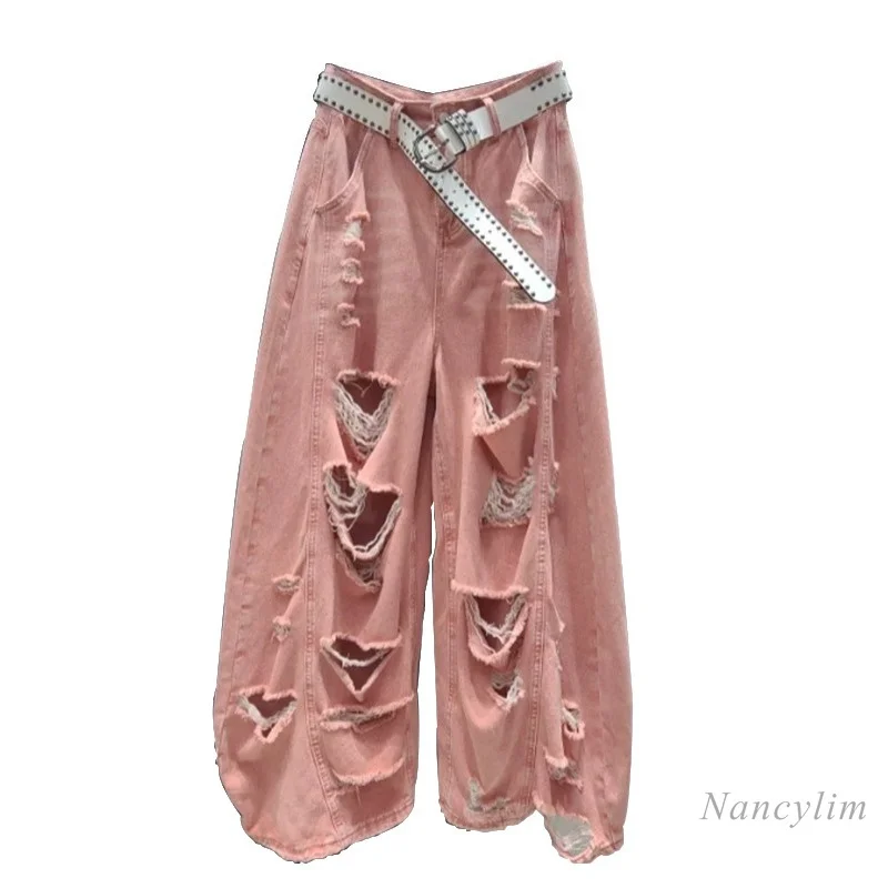 American Pink Workwear Ripped Jeans, Women's 2026 Summer High Waist Loose Slimming Look Hot Girl Scimitar Wide Leg Pants
American Pink Workwear Ripped Jeans, Women's 2026 Summer High Waist Loose Slimming Look Hot Girl Scimitar Wide Leg Pants