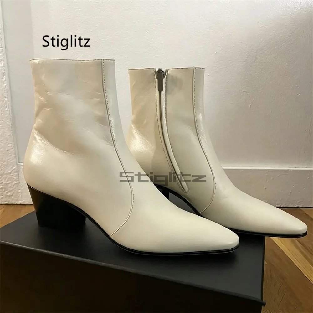 Men's 6Cm High Heels Chelsea Boots White Genuine Leather Short Boots Pointy Toe Side Zipper Autumn Winter New Trendy Male Shoes
Men's 6Cm High Heels Chelsea Boots White Genuine Leather Short Boots Pointy Toe Side Zipper Autumn Winter New Trendy Male Shoes
