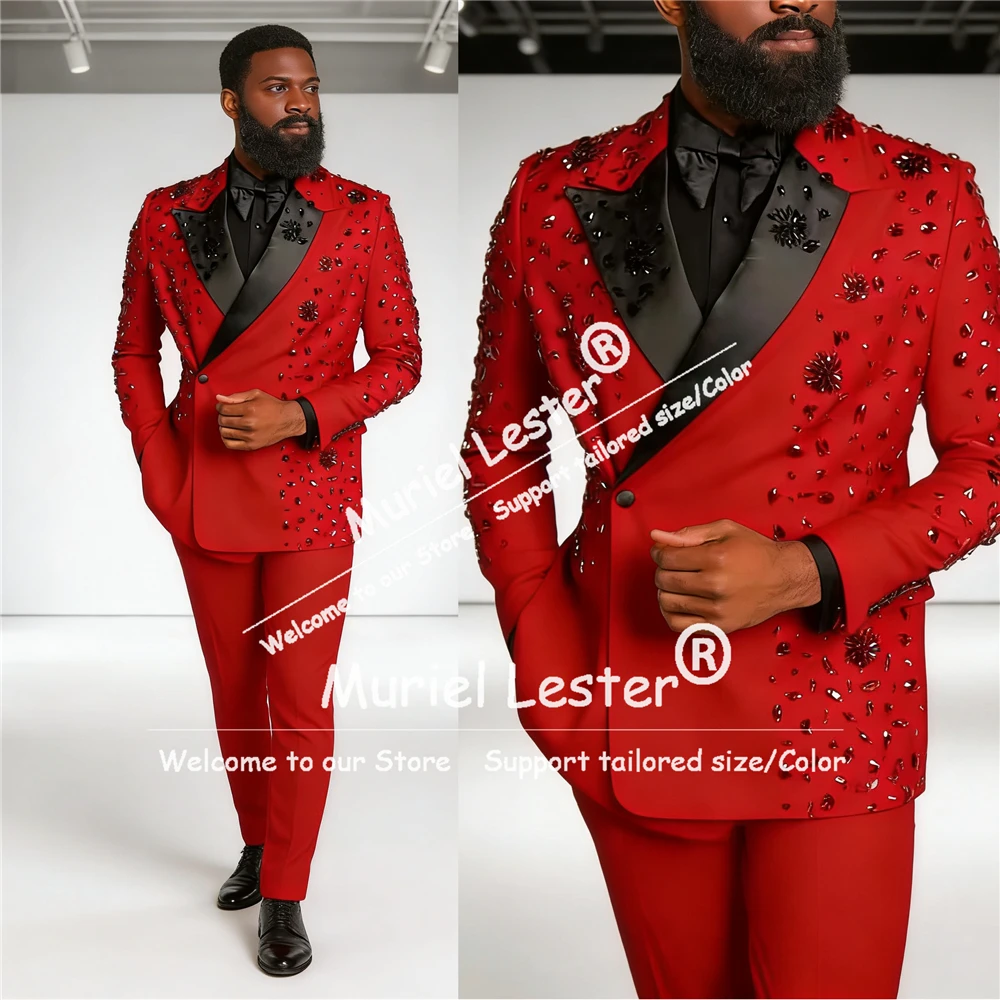 Diamond Beads Suits Men For Wedding Double Breasted Prom Blazers Customized 2 Pieces Sets Man Banquet Party Groom Tuxedos 2025
Diamond Beads Suits Men For Wedding Double Breasted Prom Blazers Customized 2 Pieces Sets Man Banquet Party Groom Tuxedos 2025