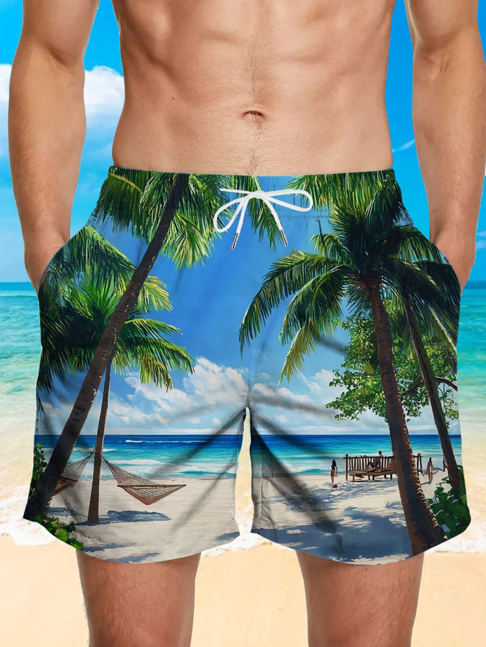 Мужские летние быстросохнущие шорты с тропическими пальмами и пейзажным принтом, легкая дышащая ткань для праздничной повседневной одежды
Мужские летние быстросохнущие шорты с тропическими пальмами и пейзажным принтом, легкая дышащая ткань для праздничной повседневной одежды