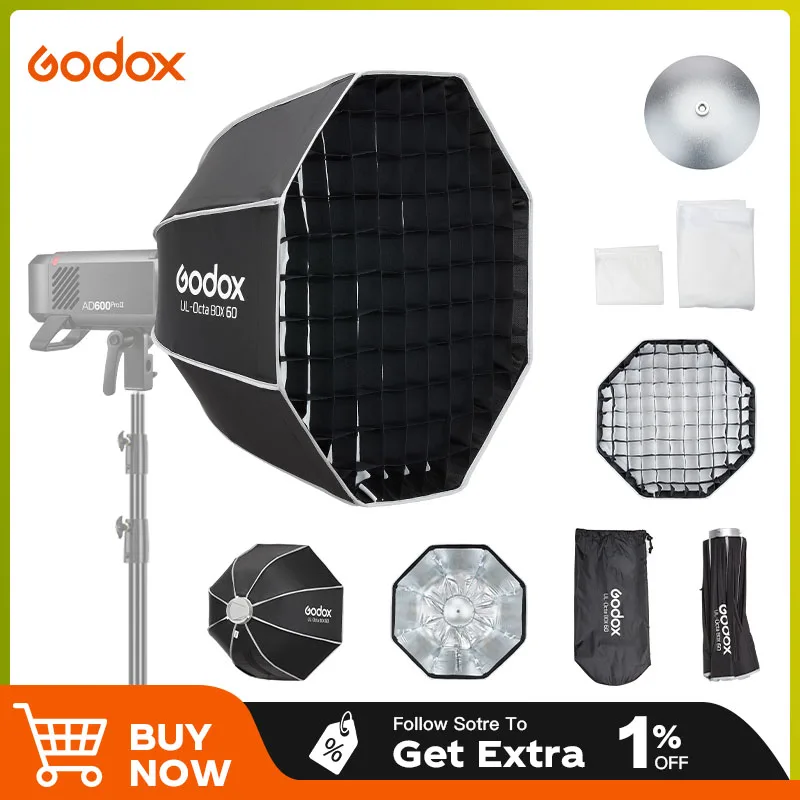 Godox UL-Octa BOX Octagon 60cm Quick Release Umbrella Softbox For Godox AD200 SK400II Flash Light Photography Studio Accessories
Godox UL-Octa BOX Octagon 60cm Quick Release Umbrella Softbox For Godox AD200 SK400II Flash Light Photography Studio Accessories