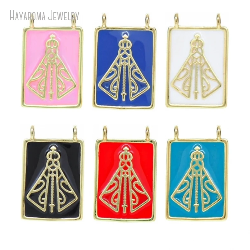 10Pcs Enamel Pendant Gold Color Spiritual Jewelry Metal Copper Geometric Rectangle Our Lady Of Aparecida Charms
10Pcs Enamel Pendant Gold Color Spiritual Jewelry Metal Copper Geometric Rectangle Our Lady Of Aparecida Charms