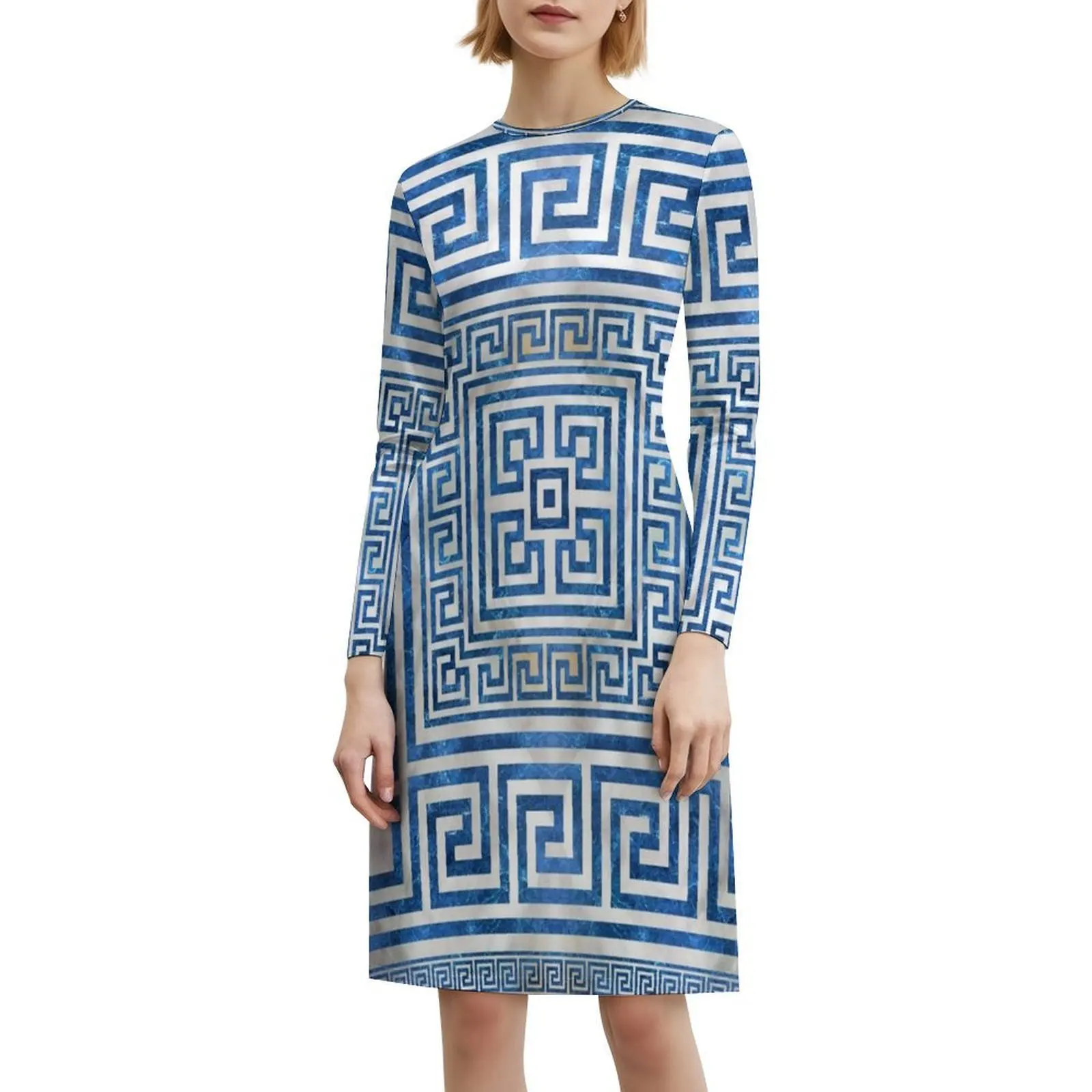 Греческий ключевой орнамент-греческий Meander-синий мрамор, повседневное платье в корейском стиле для женщин, простые повседневные офисные женские платья, греческие
Греческий ключевой орнамент-греческий Meander-синий мрамор, повседневное платье в корейском стиле для женщин, простые повседневные офисные женские платья, греческие