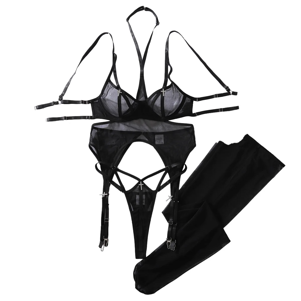 Женский сексуальный романтический костюм, черный комплект из прозрачной сетчатой ткани с вырезами и открытой спиной, комплект сексуального нижнего белья с подвесным вырезом и чулками
Женский сексуальный романтический костюм, черный комплект из прозрачной сетчатой ткани с вырезами и открытой спиной, комплект сексуального нижнего белья с подвесным вырезом и чулками