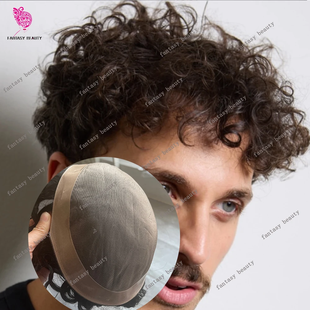 Natural Frontline Men's Brown/Black 100% Human Hair Toupee 18mm/20mm/15mm Curly Durable Fine Mono Prosthesis Capillary Systems
Natural Frontline Men's Brown/Black 100% Human Hair Toupee 18mm/20mm/15mm Curly Durable Fine Mono Prosthesis Capillary Systems