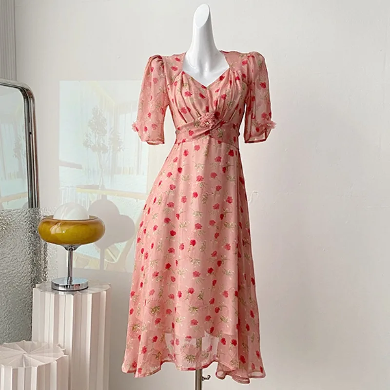 Pink Dress Bodycon Floral Printed Summer Holiday Vintage V-neck Women's Clothing Puff Sleeve Runway Design Party Vestidos
Pink Dress Bodycon Floral Printed Summer Holiday Vintage V-neck Women's Clothing Puff Sleeve Runway Design Party Vestidos
