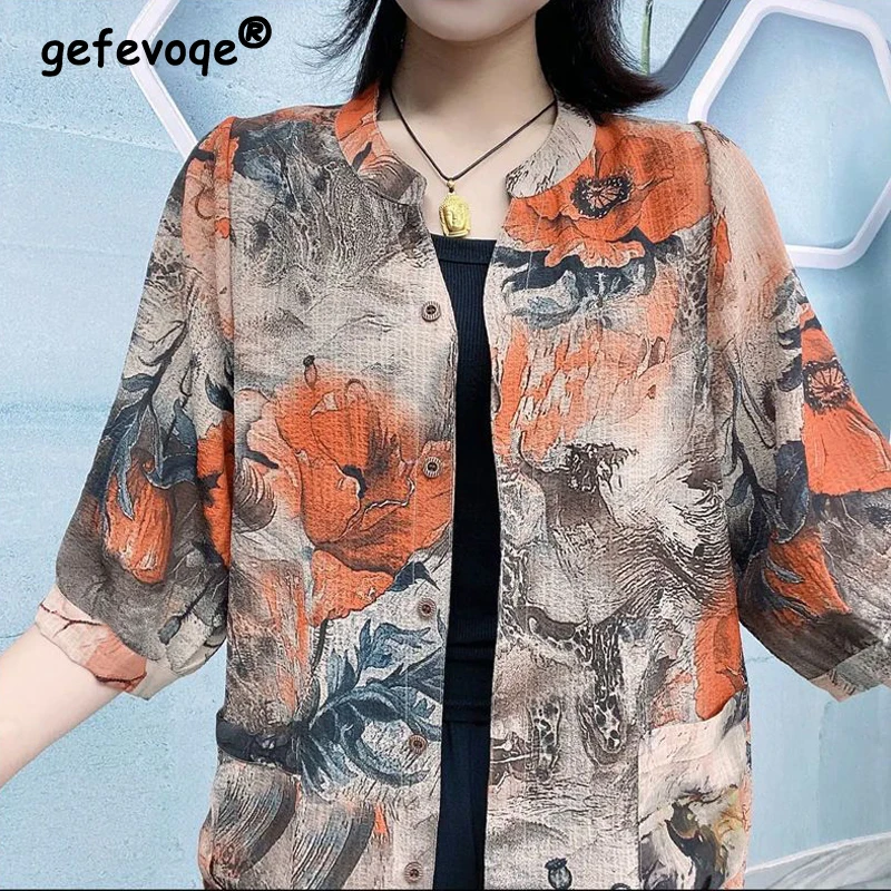 Women's Floral Print Vintage Cotton Linen Button Up Shirt 2023 Summer Fashion Half Sleeve Blouse Casual Loose Tops Female Blusas
Women's Floral Print Vintage Cotton Linen Button Up Shirt 2023 Summer Fashion Half Sleeve Blouse Casual Loose Tops Female Blusas