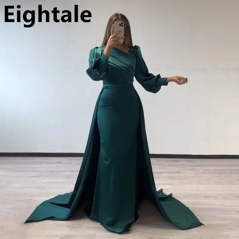 Eightale 2023 Green Satin Mermaid Long Sleeve Evening Dress For Wedding Party Appliques Beaded Prom Dress Dubai Party Gown
Eightale 2023 Green Satin Mermaid Long Sleeve Evening Dress For Wedding Party Appliques Beaded Prom Dress Dubai Party Gown