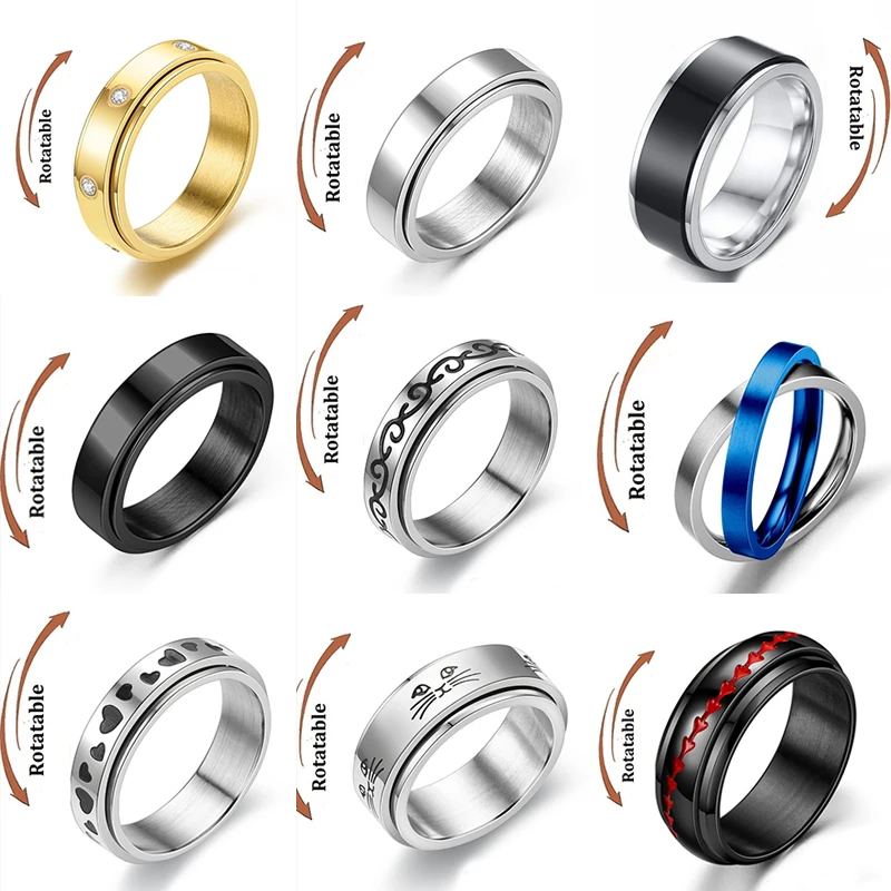 Fashion Anxiety Fidget Spinner Rings for Couple Gift Rotate Freely Jewelry Stainless Steel Anti Stress Ring bagues pour femme
Fashion Anxiety Fidget Spinner Rings for Couple Gift Rotate Freely Jewelry Stainless Steel Anti Stress Ring bagues pour femme