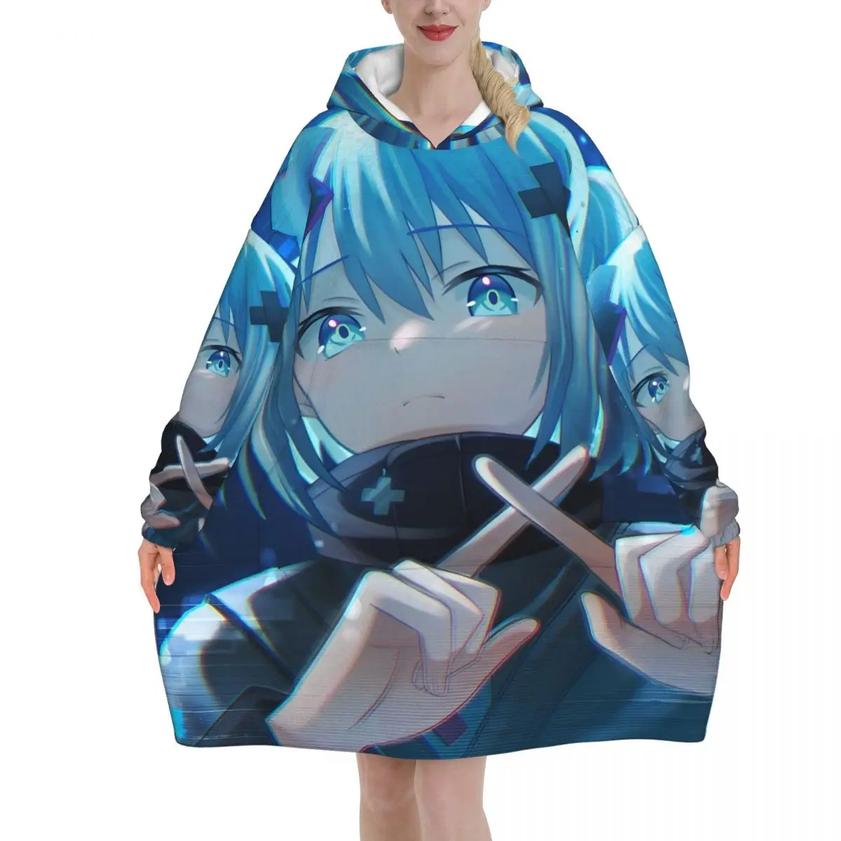 Одеяло Хацунэ Мику, толстовка с капюшоном, носимое одеяло большого размера с карманом, теплый спальный мешок, мягкий уютный комбинезон
Одеяло Хацунэ Мику, толстовка с капюшоном, носимое одеяло большого размера с карманом, теплый спальный мешок, мягкий уютный комбинезон