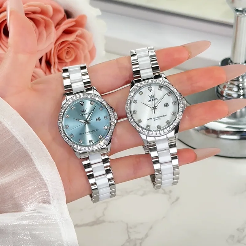 OLEVS оригинальные модные стильные женские часы, водонепроницаемые керамические полоски, светящиеся кварцевые наручные часы с датой, брендовые трендовые женские часы 
OLEVS оригинальные модные стильные женские часы, водонепроницаемые керамические полоски, светящиеся кварцевые наручные часы с датой, брендовые трендовые женские часы