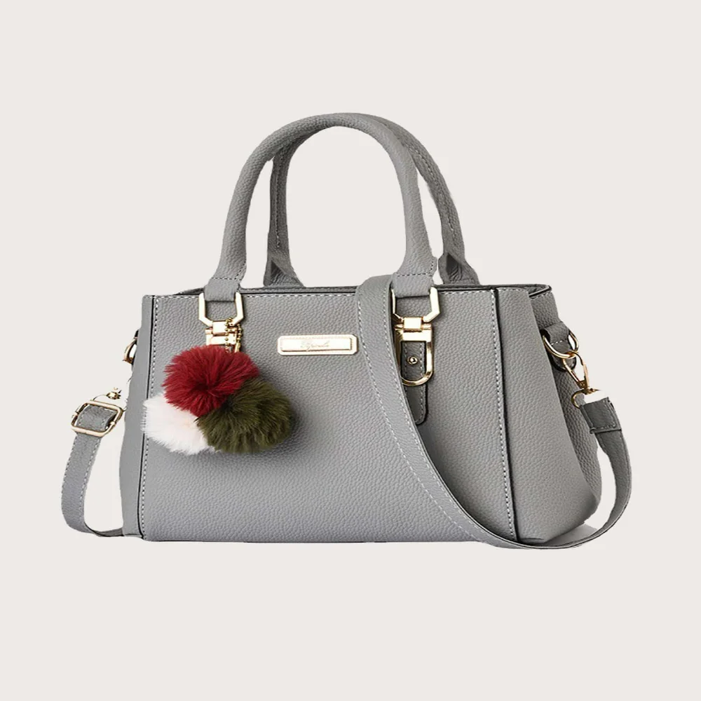 Waterproof,Lightweight,Business Casual Trendy Double Handle Satchel Bag, Pompom & Metal Decor Purse, Womens PU Crossbody Bag Pe
Waterproof,Lightweight,Business Casual Trendy Double Handle Satchel Bag, Pompom & Metal Decor Purse, Womens PU Crossbody Bag Pe