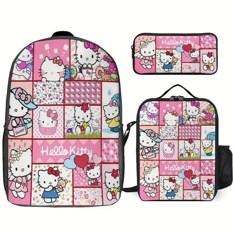 Pink Patchwork Hello Kitty 3Pcs School Bag Set, Cute Cartoon Full Print Backpack Box Pencil Pouch, Lightweight Casual Schoolbag
Pink Patchwork Hello Kitty 3Pcs School Bag Set, Cute Cartoon Full Print Backpack Box Pencil Pouch, Lightweight Casual Schoolbag