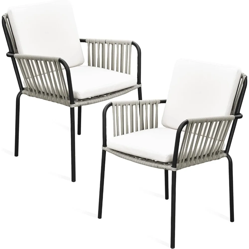 Outdoor Dining Chair Set of 2, All-Weather Rope & Wicker Rattan Woven Patio Chairs, Indoor-Outdoor Armchair Seating for Patio
Outdoor Dining Chair Set of 2, All-Weather Rope & Wicker Rattan Woven Patio Chairs, Indoor-Outdoor Armchair Seating for Patio