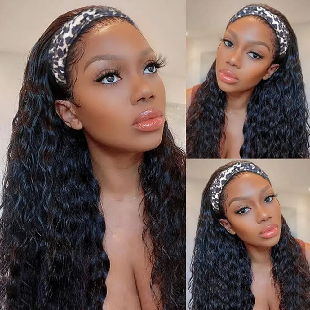 Water Wave Headband Wigs Brazilian Human Hair Wig 180 Density Full Machine Made Curly Wigs With Headband Half Wigs Easy To Wear
Water Wave Headband Wigs Brazilian Human Hair Wig 180 Density Full Machine Made Curly Wigs With Headband Half Wigs Easy To Wear