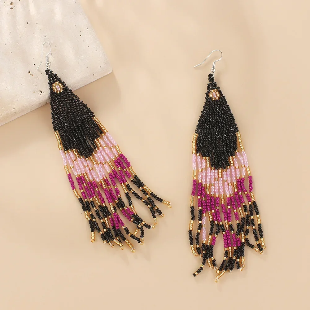 Серьги из бисера с кисточками, геометрический дизайн, ручное вязание, богемный сплав, леопардовый принт, креативные универсальные серьги из рисовых бусин
Серьги из бисера с кисточками, геометрический дизайн, ручное вязание, богемный сплав, леопардовый принт, креативные универсальные серьги из рисовых бусин