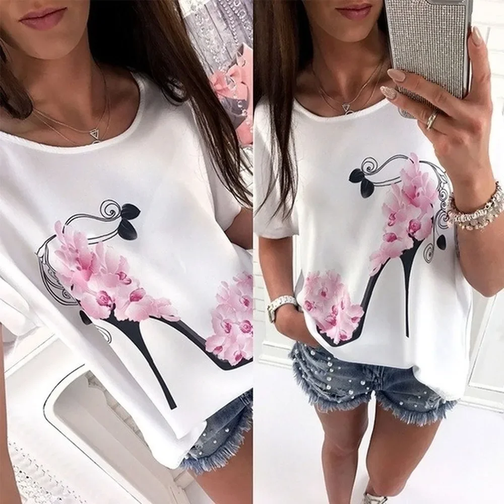 2019 New Women Short Sleeve High Heels Printed Tops Beach Casual Loose Top T Shirt
2019 New Women Short Sleeve High Heels Printed Tops Beach Casual Loose Top T Shirt