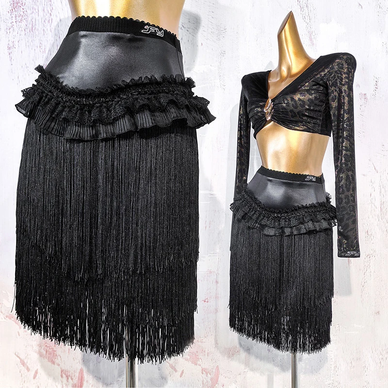 Юбка для латинских танцев с бахромой, черная леопардовая танцевальная одежда с длинными рукавами, топ, женская одежда для латинских выступлений, тренировочная одежда VDL5022
Юбка для латинских танцев с бахромой, черная леопардовая танцевальная одежда с длинными рукавами, топ, женская одежда для латинских выступлений, тренировочная одежда VDL5022