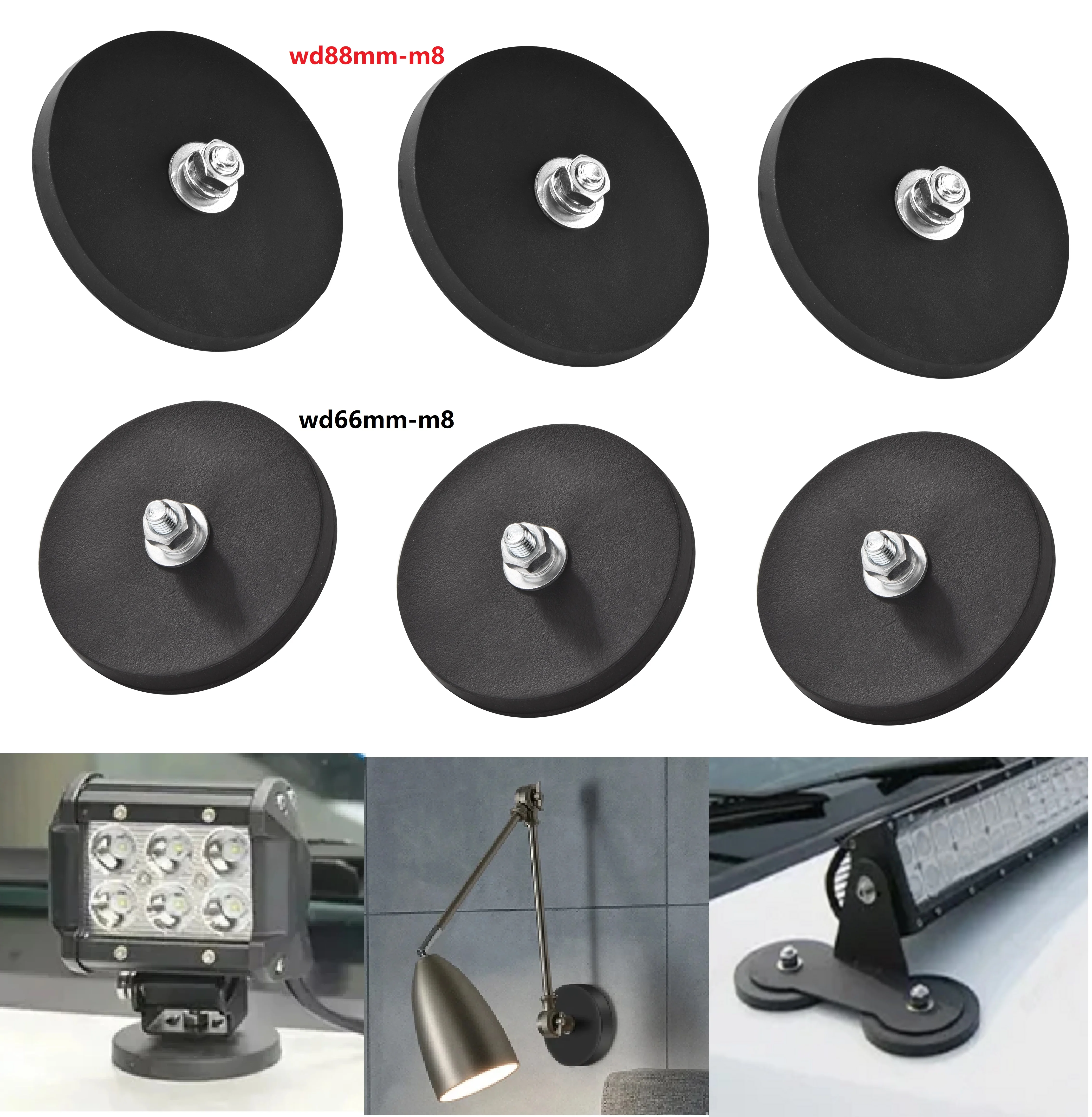 3pcs/lot D66/88mm M8 Powerful Neodymium 52 Magnet Strong with Rubber and Thread Magnets Led Camera Magnetic Material Fixed Base
3pcs/lot D66/88mm M8 Powerful Neodymium 52 Magnet Strong with Rubber and Thread Magnets Led Camera Magnetic Material Fixed Base