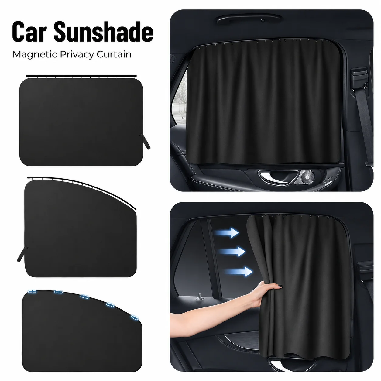 Auto Window Sun Shade for Rear Side Magnetic Privacy Screen Block Sunlight Heat Insulation Foldable for Car SUV Sedan
Auto Window Sun Shade for Rear Side Magnetic Privacy Screen Block Sunlight Heat Insulation Foldable for Car SUV Sedan