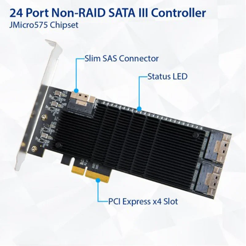 IOCREST PCIe gen3 x4 to 24 Ports 6G SATA III 3.0 Controller Non Raid Expansion Card Low Profile Bracket cable sata 1 to 8
IOCREST PCIe gen3 x4 to 24 Ports 6G SATA III 3.0 Controller Non Raid Expansion Card Low Profile Bracket cable sata 1 to 8