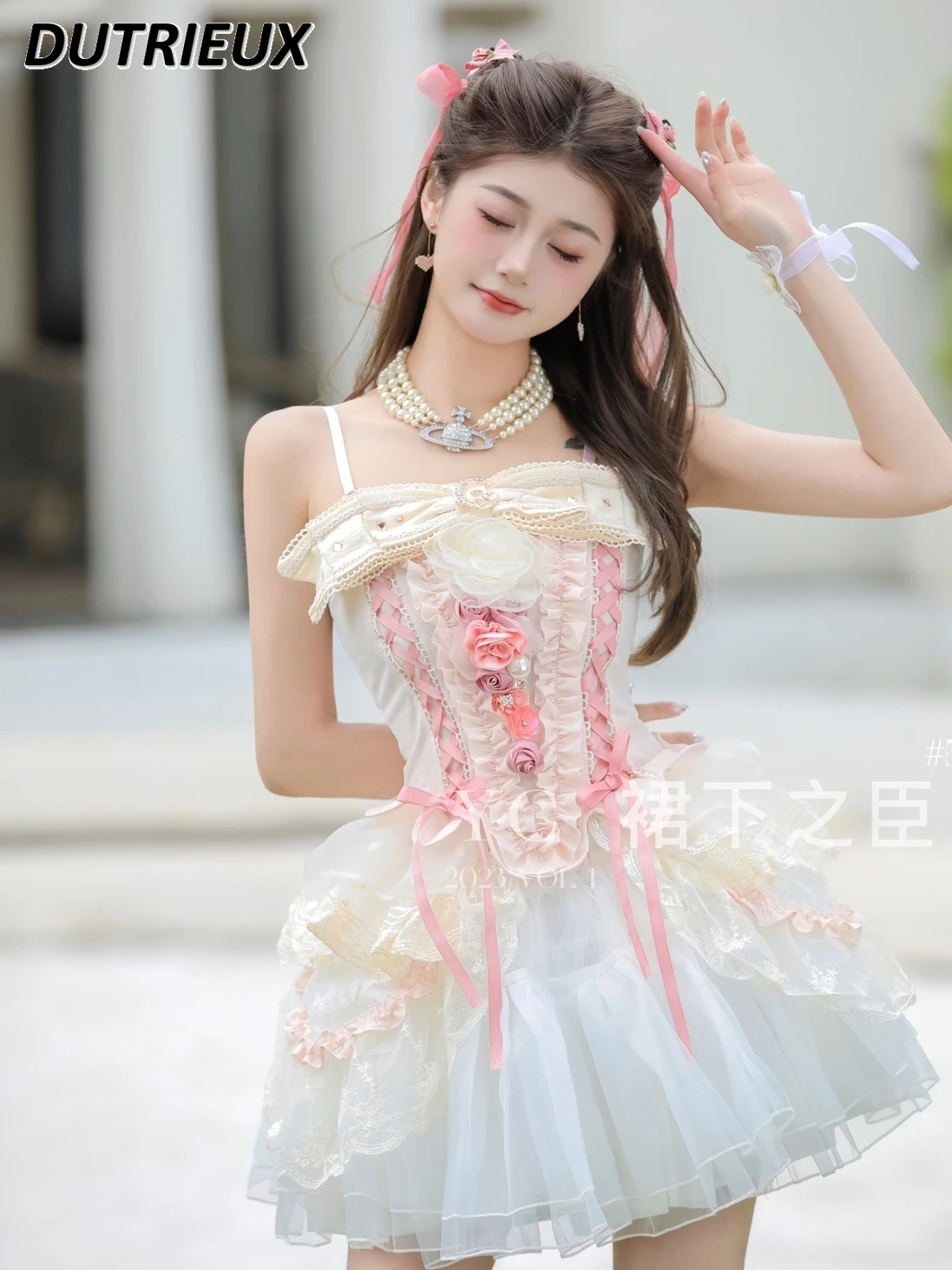 Fairy Adjustable Bow Lace-up Suspender Crop Top Slimming Short Vest and Lace Fungus Edge Skirts Sweet Cute Girls Set Outfits
Fairy Adjustable Bow Lace-up Suspender Crop Top Slimming Short Vest and Lace Fungus Edge Skirts Sweet Cute Girls Set Outfits