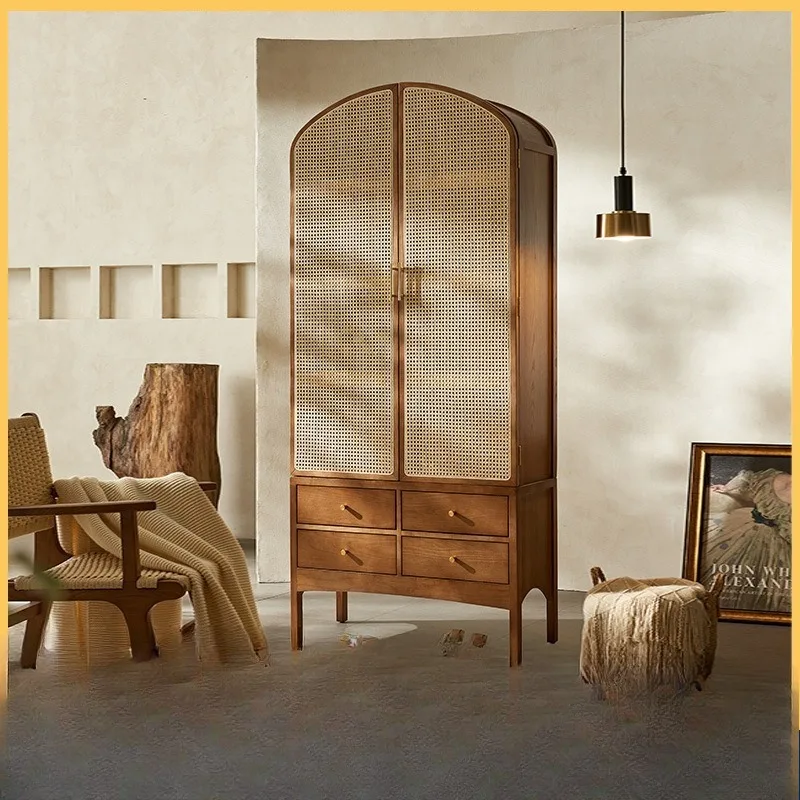 Винтажный шкафчик из цельного дерева из ротанга, высокий шкаф ваби-саби 
Винтажный шкафчик из цельного дерева из ротанга, высокий шкаф ваби-саби