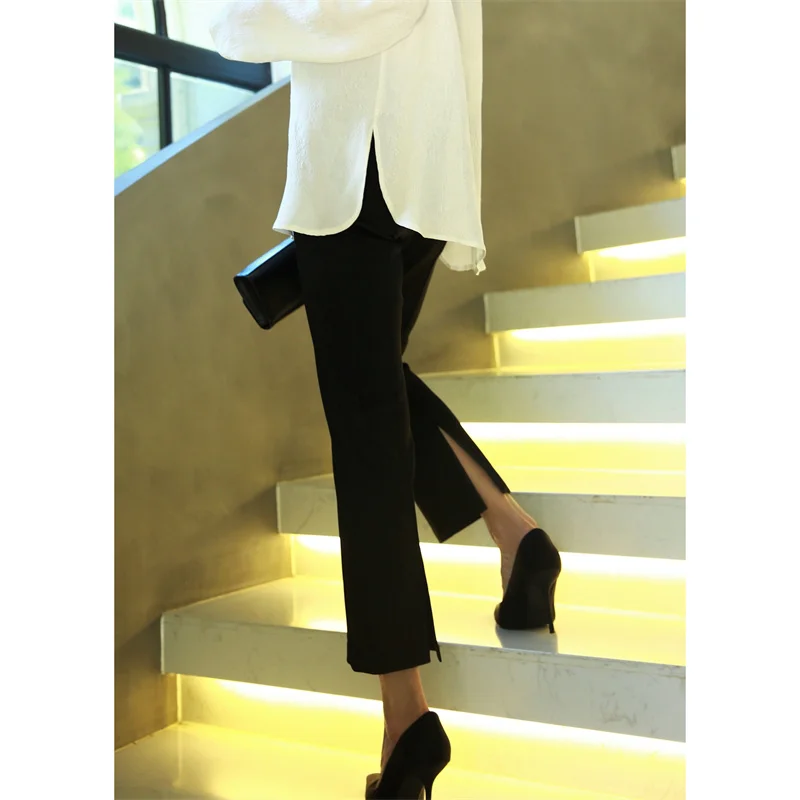 FANNIU Early Autumn Women's Slim Fit Nine-Piece Pants Elastic Acetate Waisand Open-Cuff Micro-flared Casual Trousers
FANNIU Early Autumn Women's Slim Fit Nine-Piece Pants Elastic Acetate Waisand Open-Cuff Micro-flared Casual Trousers