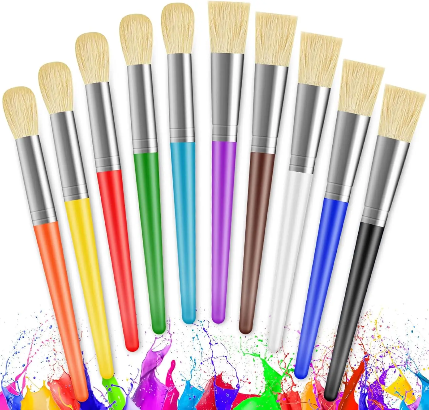 Paint Brushes for Kids, 10 Pcs Big Washable Toddler Paint Brushes, Easy Clean & Grip Round Flat Preschool Brushes with No Shed
Paint Brushes for Kids, 10 Pcs Big Washable Toddler Paint Brushes, Easy Clean & Grip Round Flat Preschool Brushes with No Shed