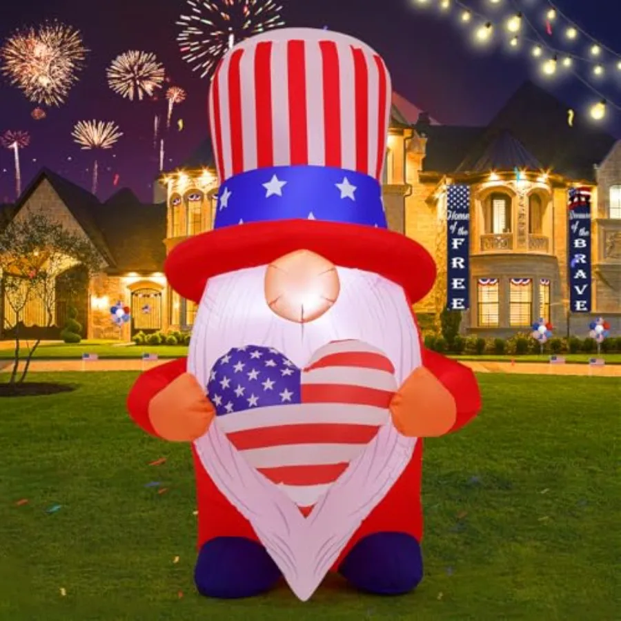 5 FT 4th of July Inflatables for outdoor yard decor, PVC material, red-white-blue color, weather-resistant with built-in LED li
5 FT 4th of July Inflatables for outdoor yard decor, PVC material, red-white-blue color, weather-resistant with built-in LED li